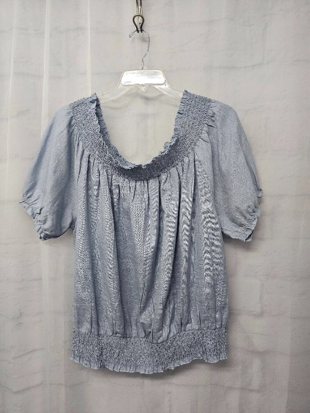 Ashely Stewart Blouse Blue Peasant Festival Summer 22/24 NWT